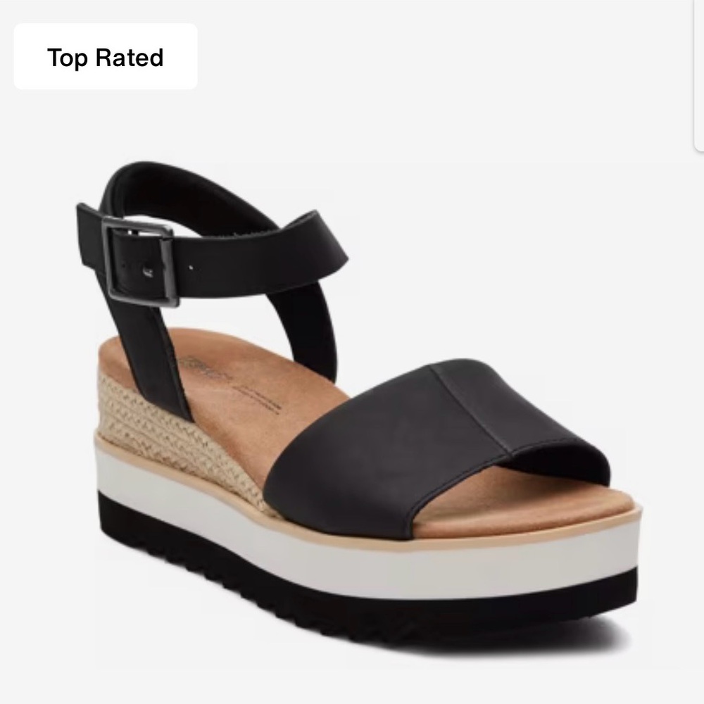 EUC TOMS Diana Black Leather Sandals - size 10 - Picture 2 of 8
